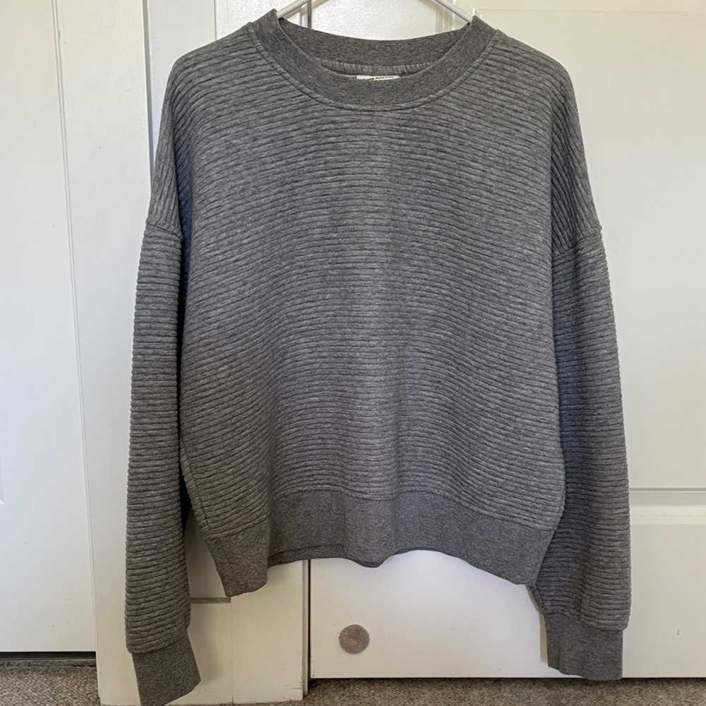 Frank & Oak Gray Ribbed Sweatshirt.